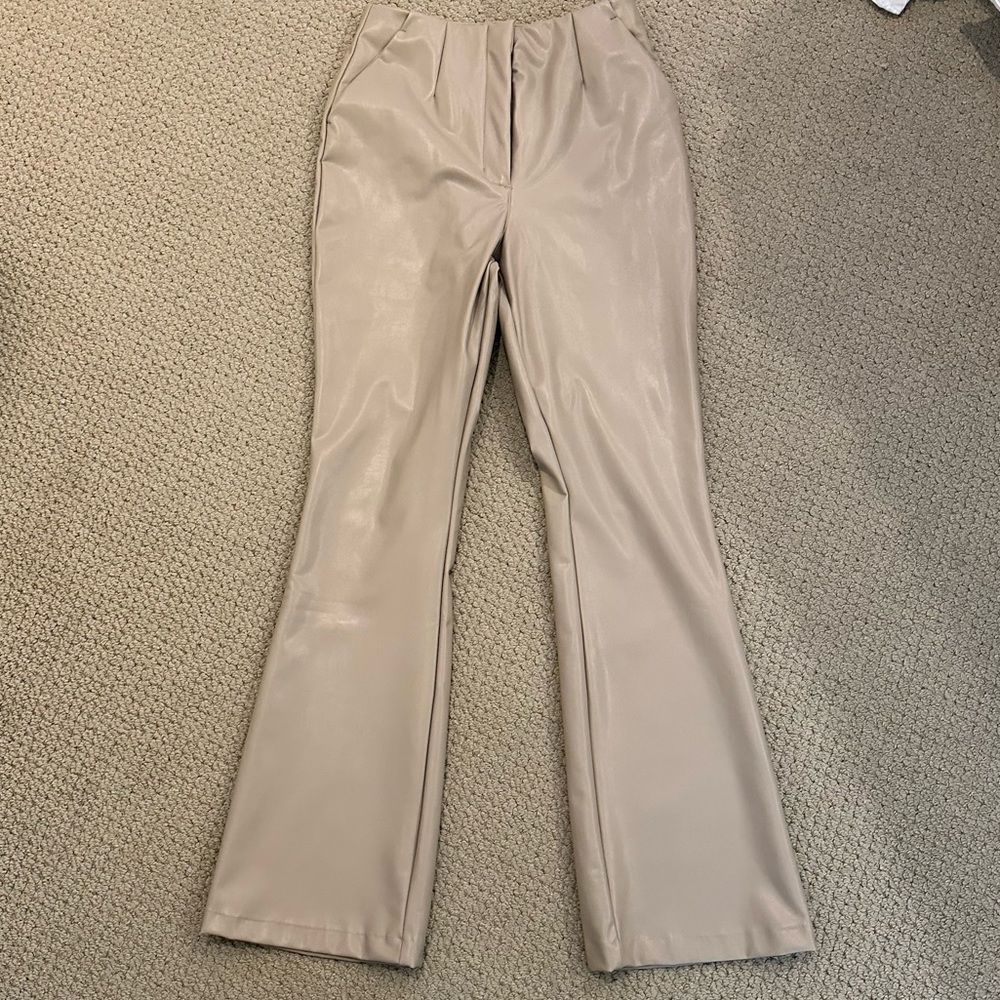 Abercrombie Cream Vegan Leather Pants